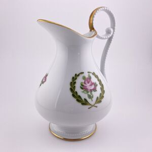 Malbec Limoges porcelain ewer pitcher. "Decor empire saint - cloud" 6.5"